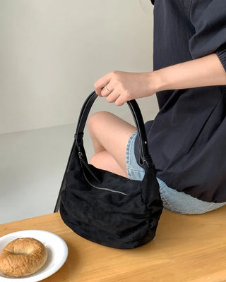 Suede Shirring Mini Tote Bag/Shoulder Bag