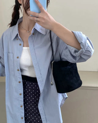 Suede Chain Mini Shoulder Bucket Bag