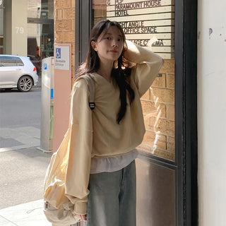 (6 colors) Slim Slit Pattern V-Neck Sweatshirt