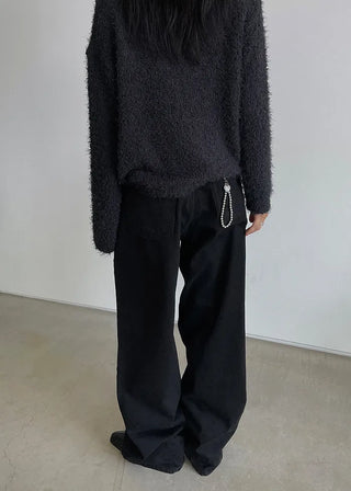 [unisex] bulky wide black jeans (s)