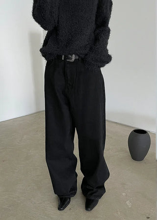 [unisex] bulky wide black jeans (s)