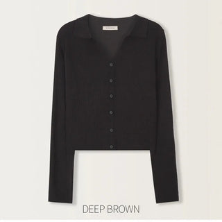 Cardigan-style ribbed collar knit