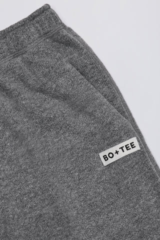 Textured Cotton Button Low-Rise Wide-Leg Joggers in Dark Grey