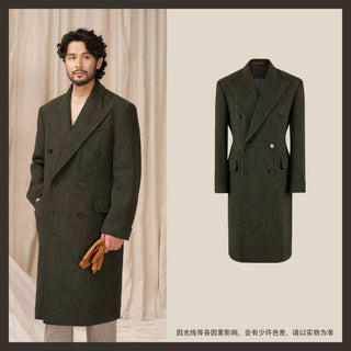 [CULTUM] Heavyweight Wool Herringbone Polo Coat