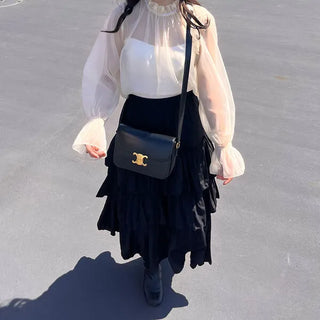Can-can frill long skirt