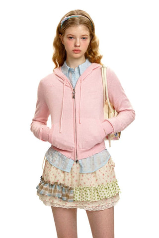 [Moromoro2] Handmade Patch Hooded Zip-Up  Cardigan