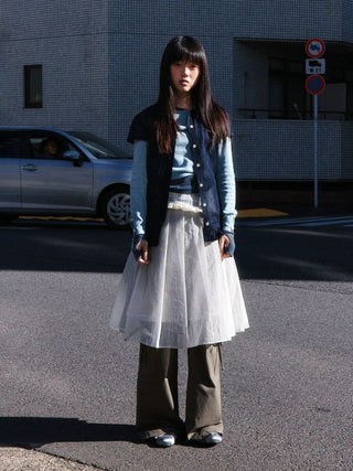 [Moromoro2] Asymmetric Collar Layered Knit  Sweater