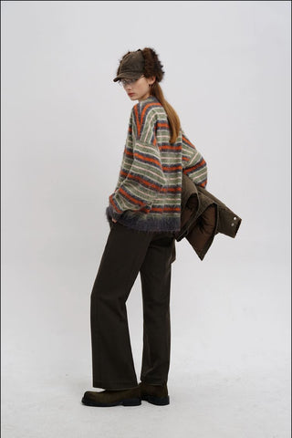 [MASONPRINCE] Striped Wool Blend Crewneck Sweater