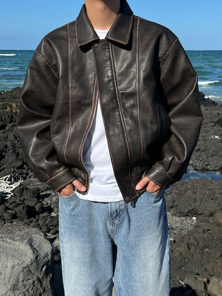 Perry Vintage Cracked Leather Jacket