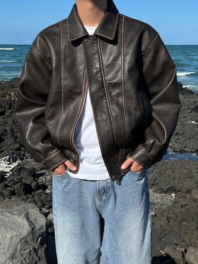 Perry Vintage Cracked Leather Jacket
