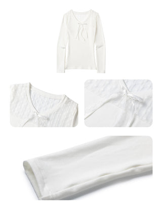 [NECY] Pure Floral Lace Ribbon Slim Top