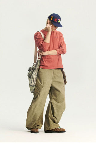 [Monterest] Washed Cotton Pleated Wide Leg Pants