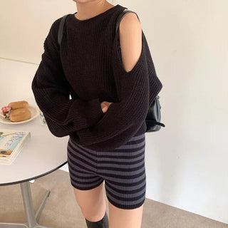 Asymmetrical Slit Shoulder Knit