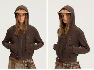 [Monterest] Speckled Hooded Zip-Up Sweatshirt