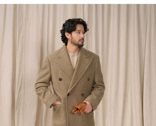 [CULTUM] Heavyweight Wool Herringbone Polo Coat