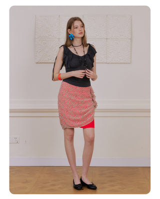 [NECY] Orange Soda Pop Shirring Midi Skirt
