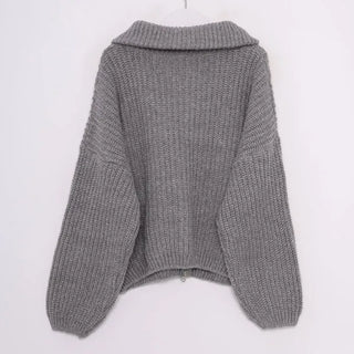 Twist knit zip-up