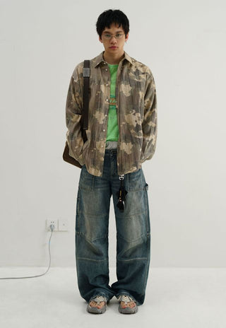 MASONPRINCE Draped Wrinkle Camouflage Shirt
