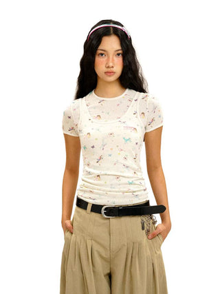 [Moromoro2] Horse & Rabbit Print Tank Top /  T-Shirt