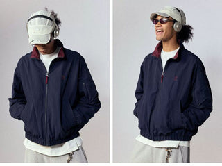 [Monterest] Water-Resistant Contrast Collar Zip Jacket