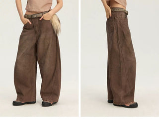 [Monterest] Washed Curved Seam Wide Leg Pants