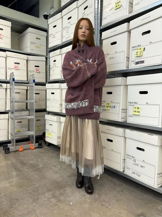 [NeverSeez] Fair Isle Wool Blend Cardigan