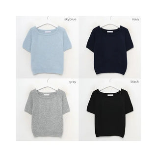 U-neck short-sleeved knit