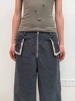 [NEVERSEEZ] Beaded Pocket Washed Work Pants