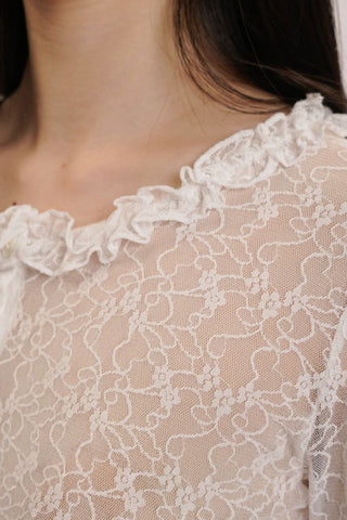[moromoro2] Lace Trim Fitted Top