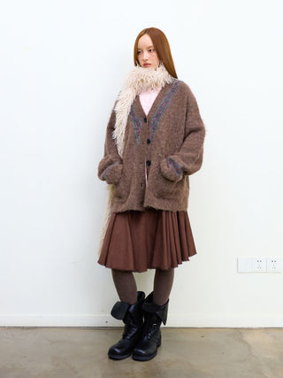 [NeverSeez] Two-Tone Jacquard Knit Cardigan