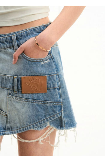 [NOTAWEAR] Misplaced patchwork Denim Shorts