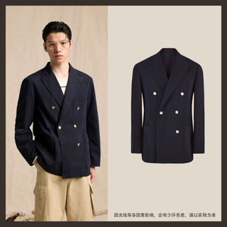 [CULTUM] Cotton Twill Double-Breasted Blazer