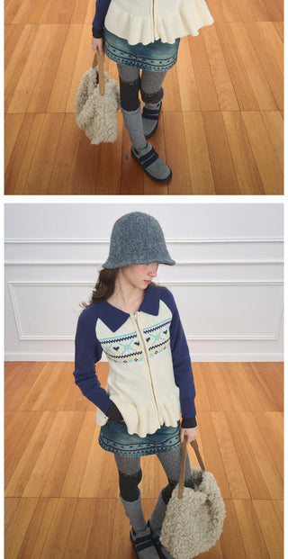 [NECY] North Fantasy Lace Hem Cardigan