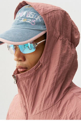 [Monterest] Textured Plaid Hooded Jacket