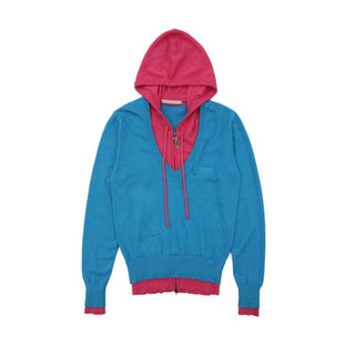[Moromoro2] Patchwork Distressed Layered Hooded  Sweater