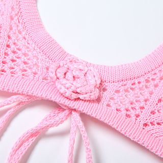 Halter self tie flower applique u neck maxi skirt set