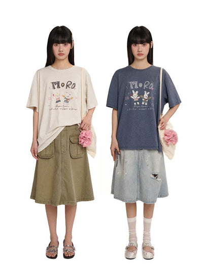 [moromoro2] Rabbit Print T-shirt