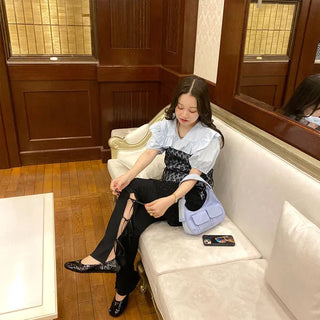 Slit Ribbon Leggings Pants