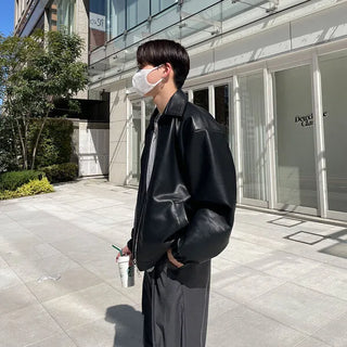2-way zip leather jacket