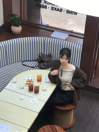 Angora V-neck cardigan