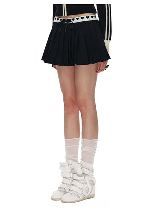 [NECY] Love Waistband Pleated Mini Skirt (2color)