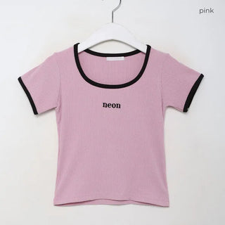 neon ribbed slim T-shirt