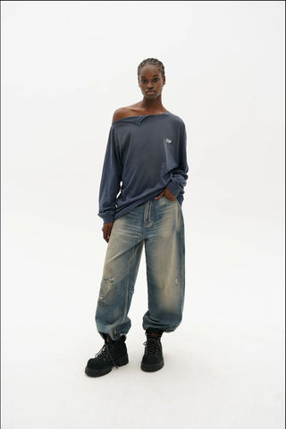 [MASONPRINCE] Double Layer Collar Long Sleeve Tee