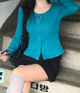 Perforated Cotton Cardigan