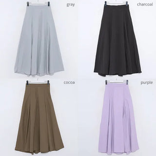 Pintuck flared long skirt