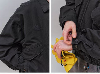 [Monterest] Washed Cotton Work Jacket with Leather Collar