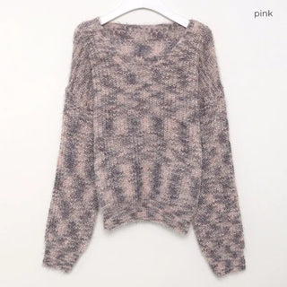 V-neck gradient knit