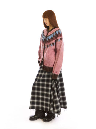 [NeverSeez] Plaid Patchwork Maxi Skirt