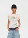 [MASONPRINCE] Turtle Print Rhinestone Cotton Tee