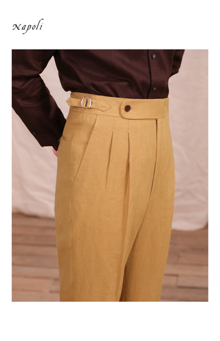 [CULTUM] Linen Double Pleated Trousers